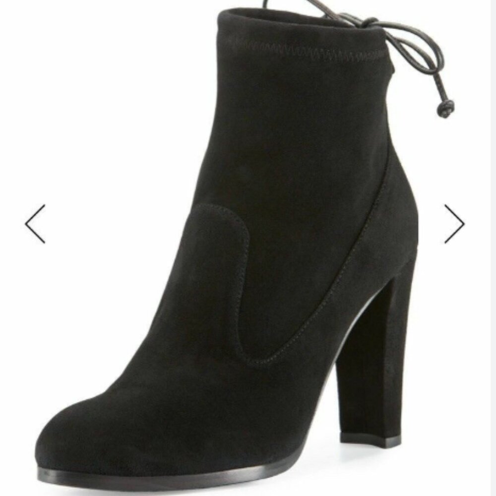 Stuart Weitzman Catch Suede Leather Ankle Tie Bootie